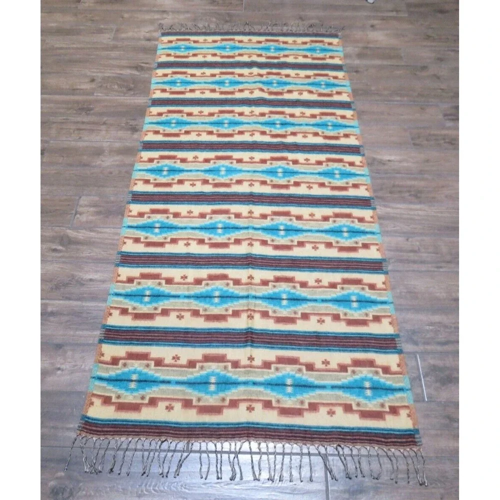 Mission Del Rey Fringed‎ Reversible Throw Wrap Southwestern Multicolor 37